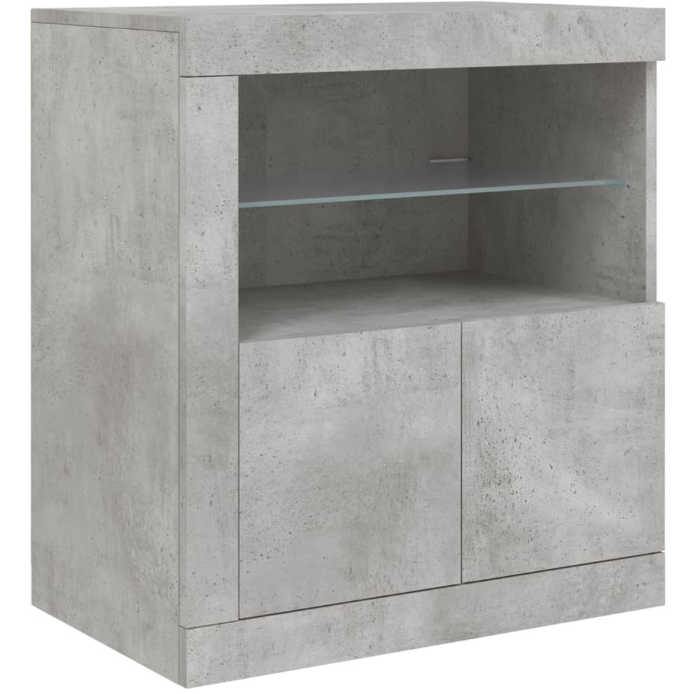 vidaXL 2 Door 2 Shelf Concrete Grey LED Sideboard Image 2