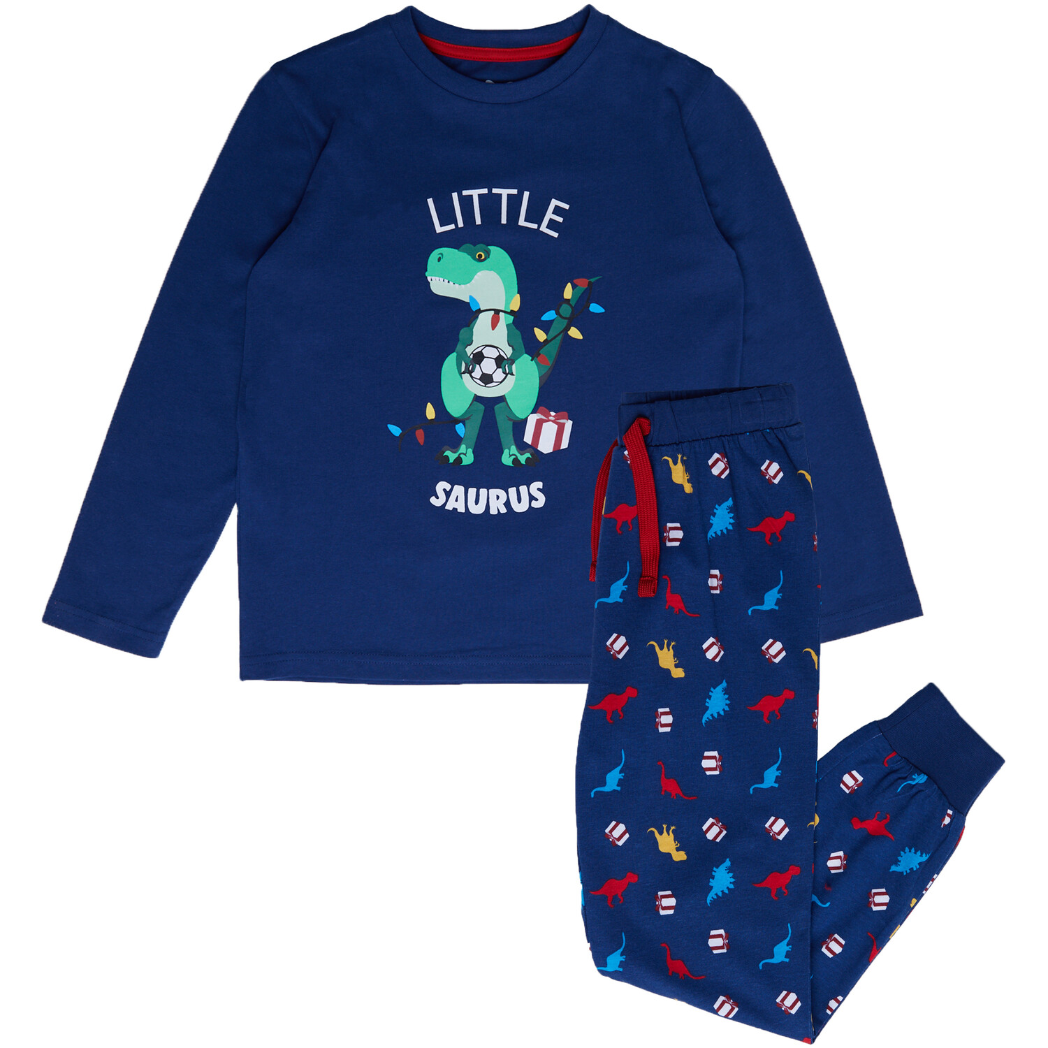 Xmas Dino Pyjama Set - Blue / 2-4 Years Image