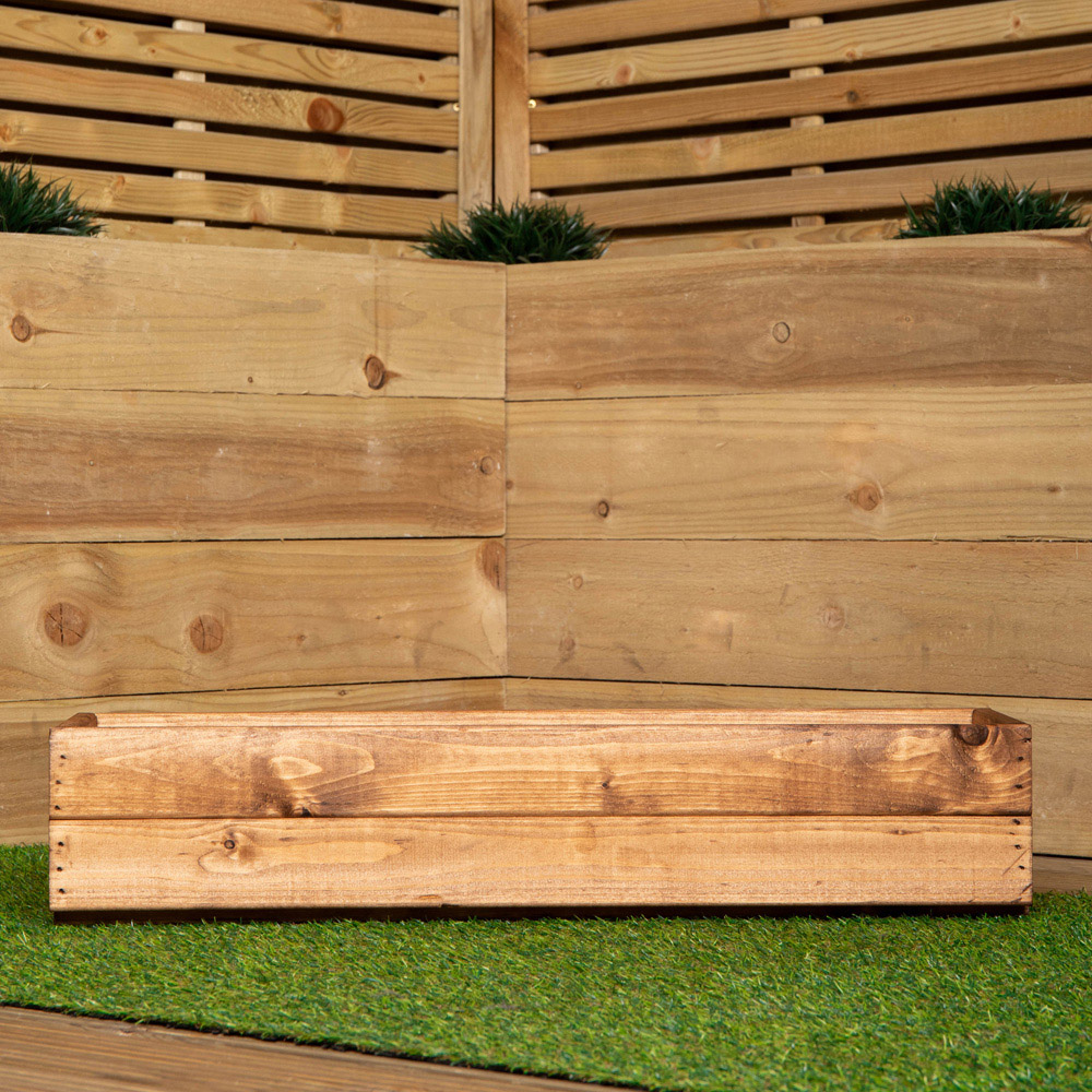 Samuel Alexander Rustic Wooden Garden Window Trough Planter 76 x 23cm Image 2