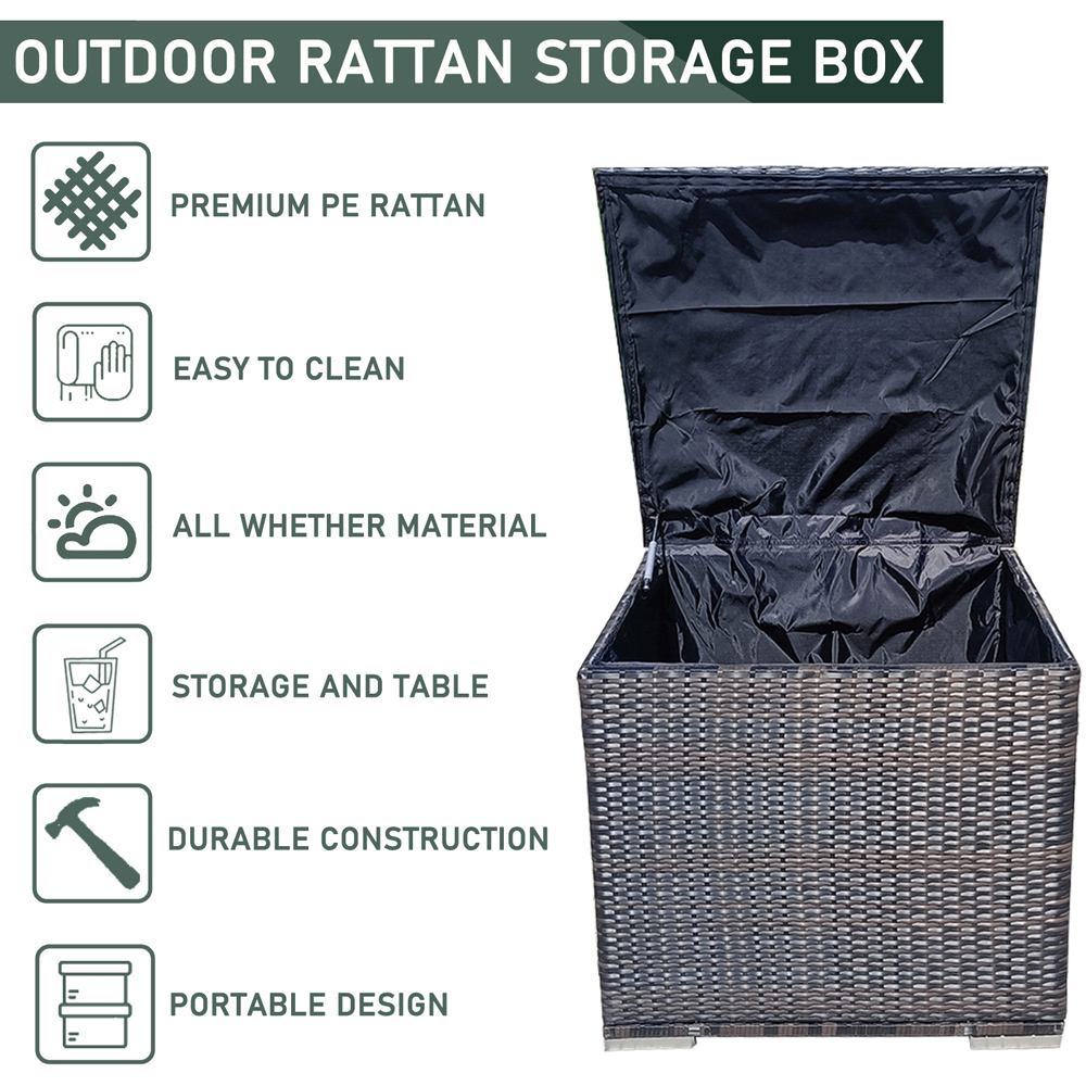 Furniture One Brown Rattan Garden Storage Box with Lid 330L Image 6