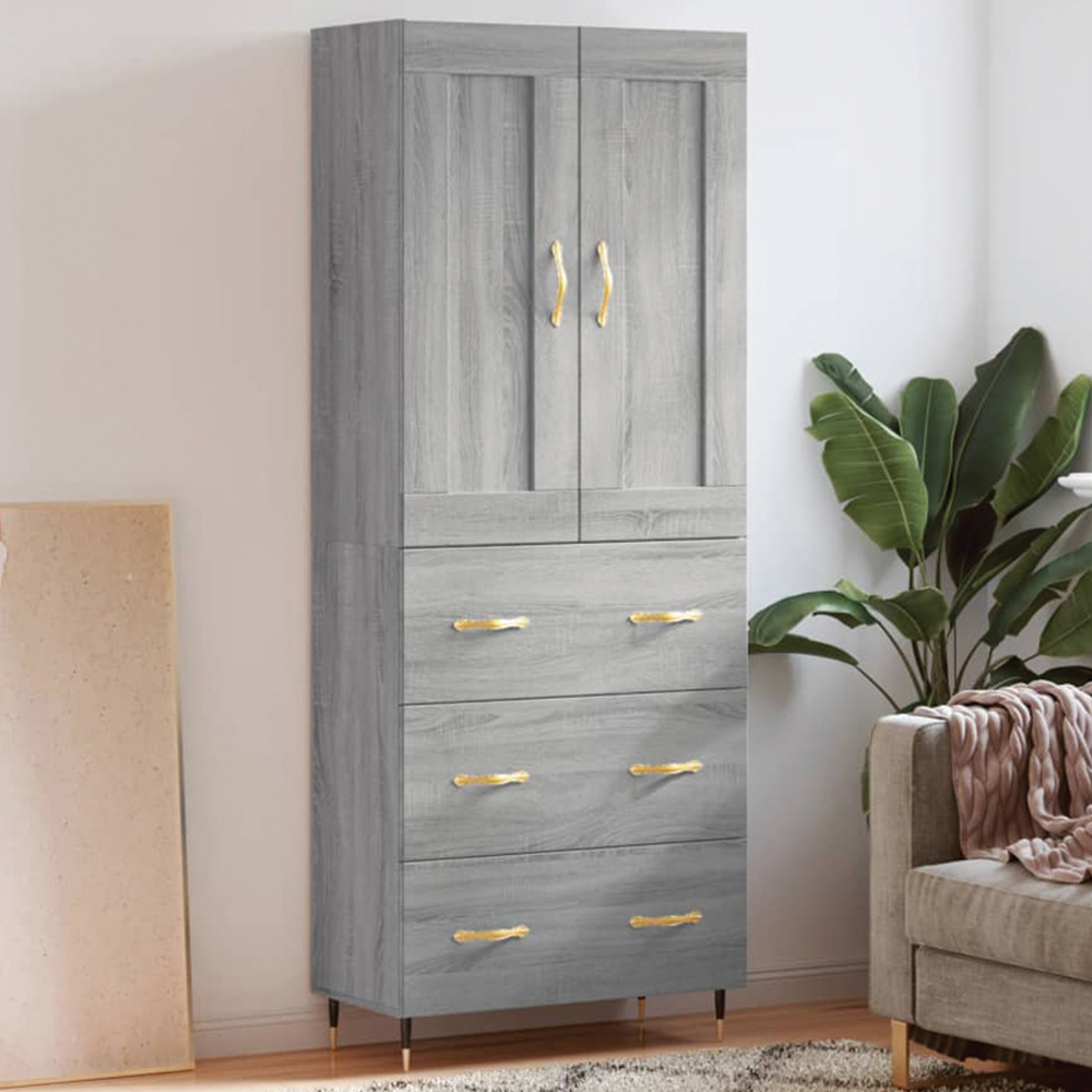 vidaXL 2 Door 3 Drawer Grey Sonoma Highboard Image 1