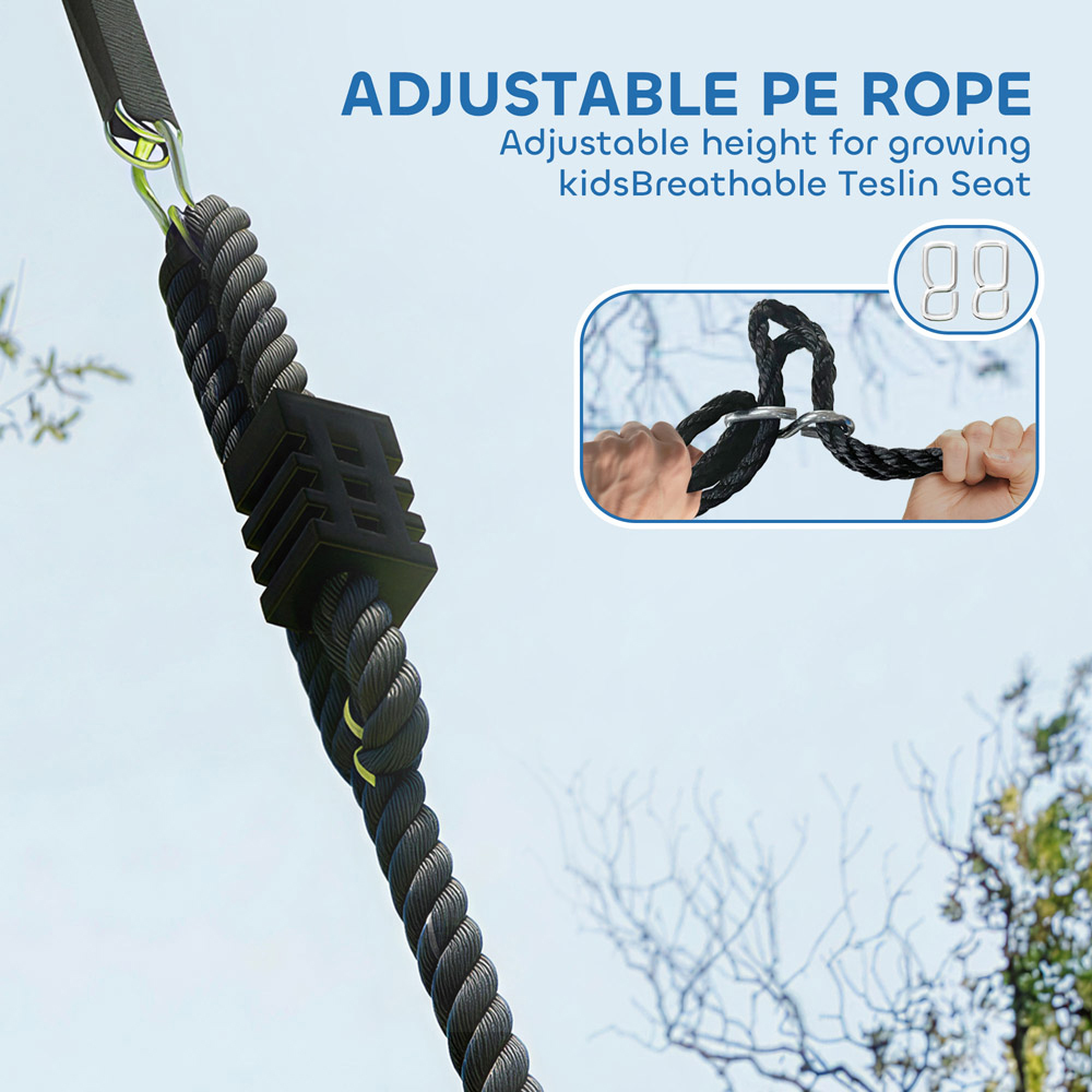 AIYAPLAY Kids Blue Nest Swing with Adjustable Ropes 148 x77cm Image 6