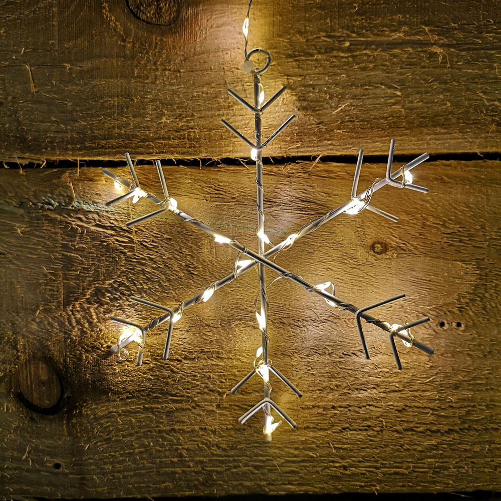 Samuel Alexander 339 Warm White LED Snowflake Silver Pin Wire Curtain Light 1.2 x 1.2m Image 5
