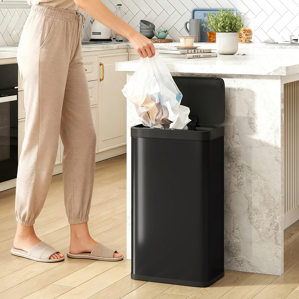 HOMCOM Black Automatic Sensor Bin with Soft-Close Lid 45L Image 2