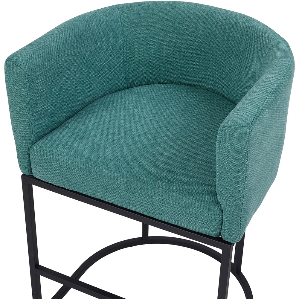 Living and Home Green Chenille Bar Stool with Armrest Set of 2 Image 4