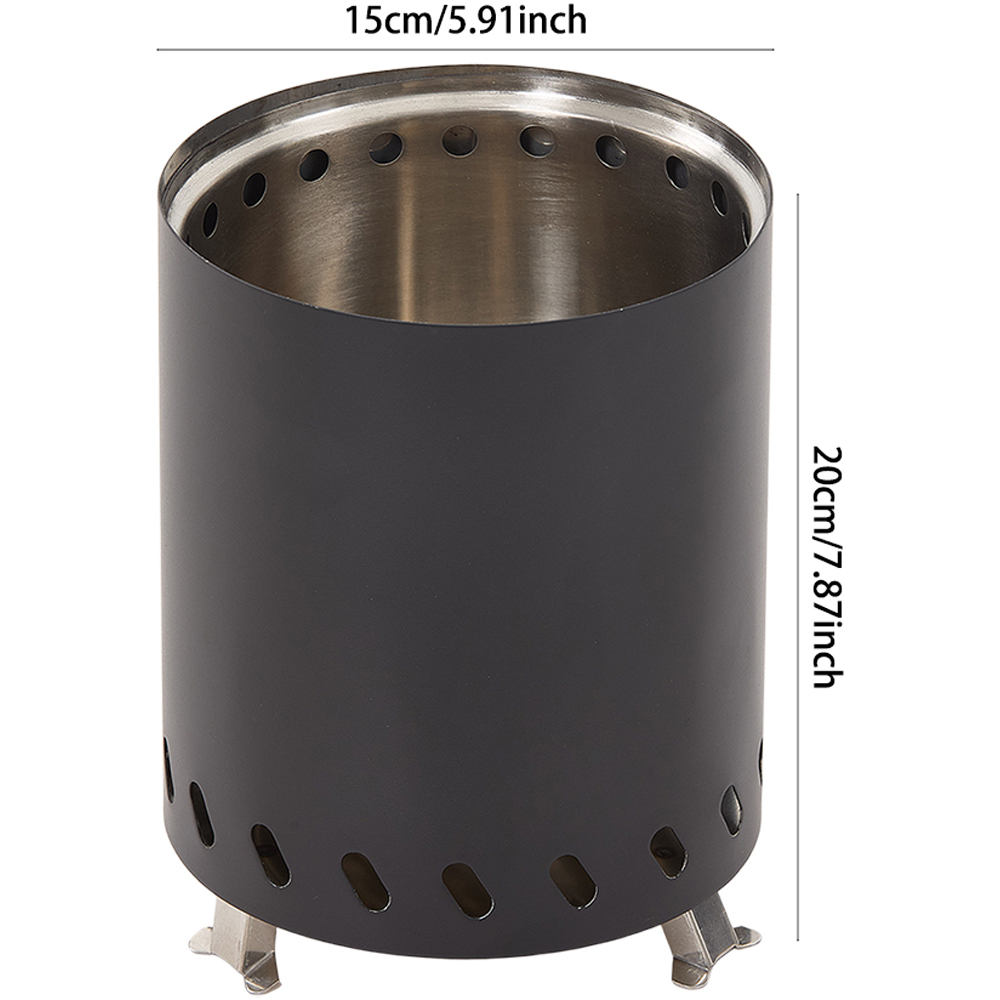 Living and Home Black Portable Tabletop Fire Pit with Ash Grate Image 7