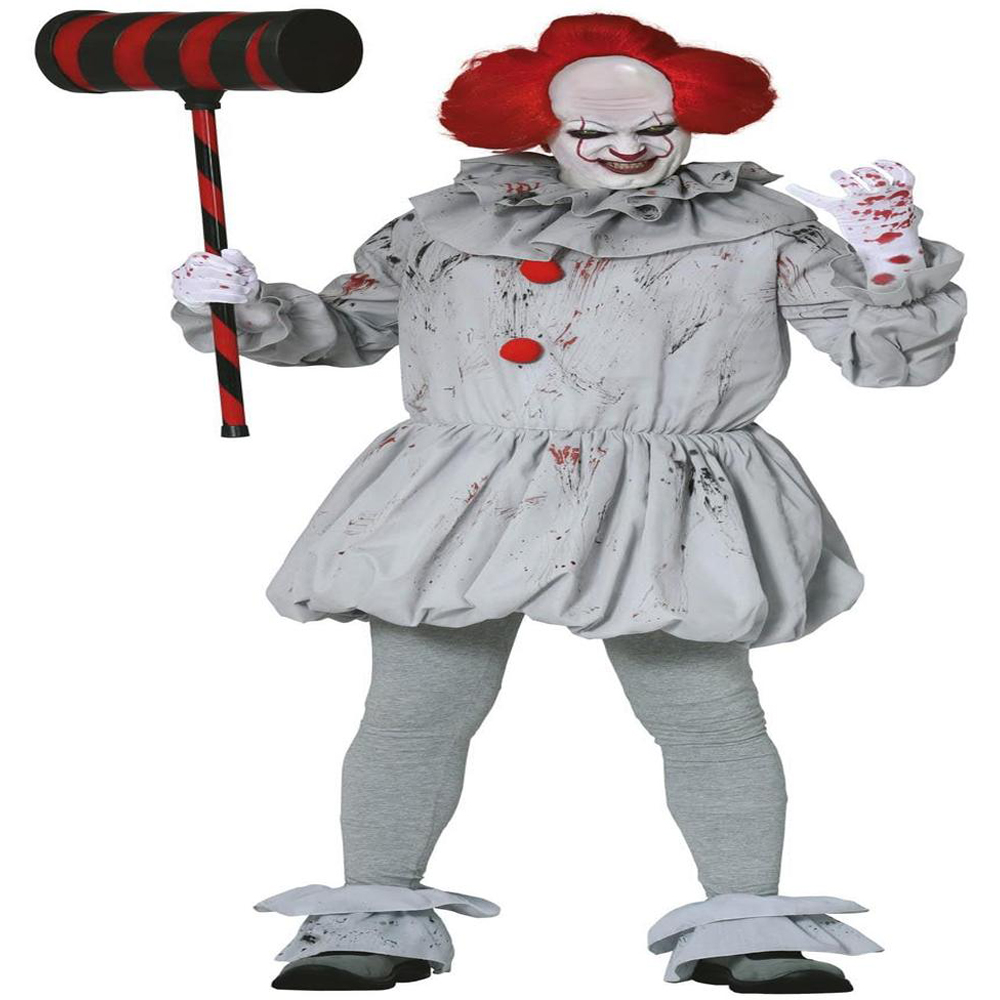 Fiestas Guirca Adult Scary Clown Grey and Red Halloween Costume Medium Image 3