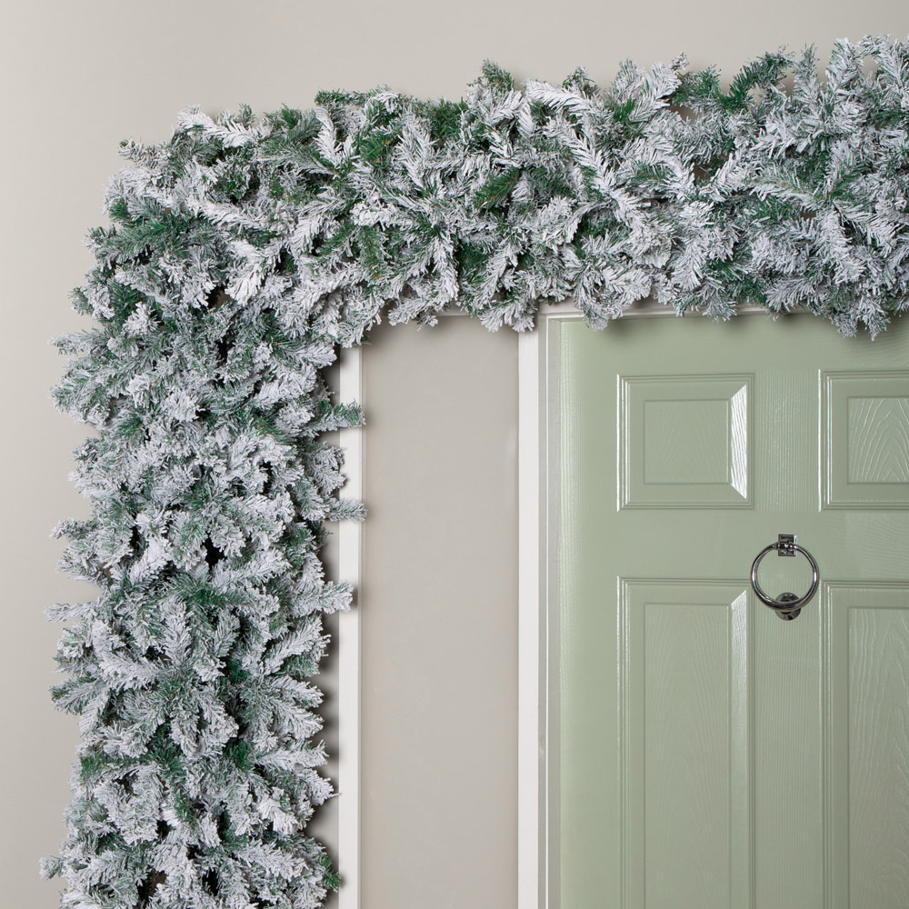 Samuel Alexander Double Door Snow Flocked Christmas Tree Flat Top Arch with 2000 Tips 8ft Image 7