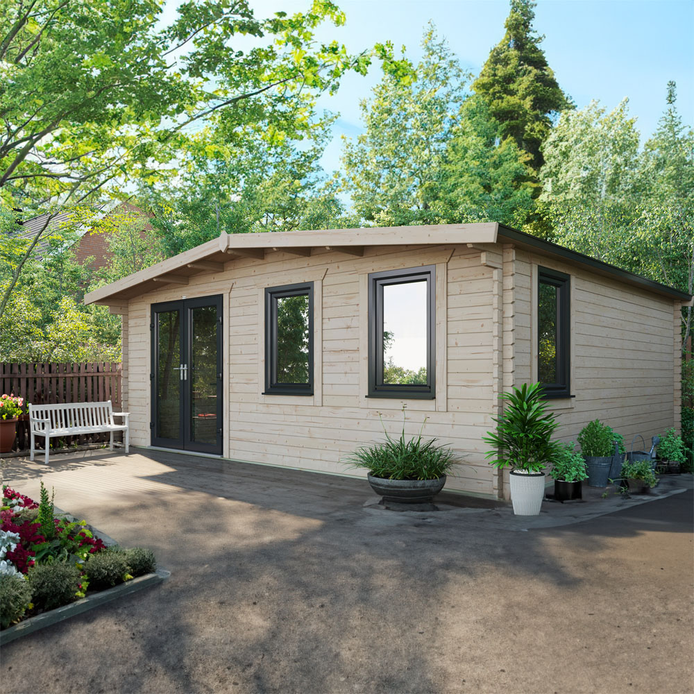 Power Sheds 18 x 20ft Left Double Door Chalet Log Cabin Image 2