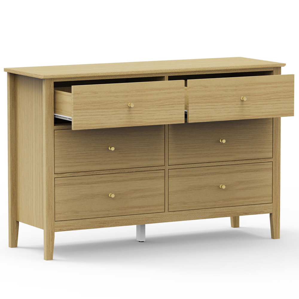 Core Products Henley 6 Drawer Oak Effect Double Wide Chest of Drawers Image 5