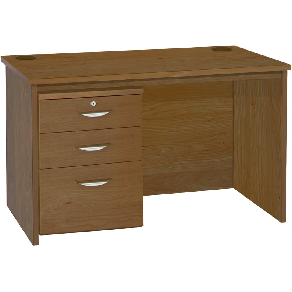 R White Cabinets 3 Drawer Home Office Desk with Hutch Brown Image 2