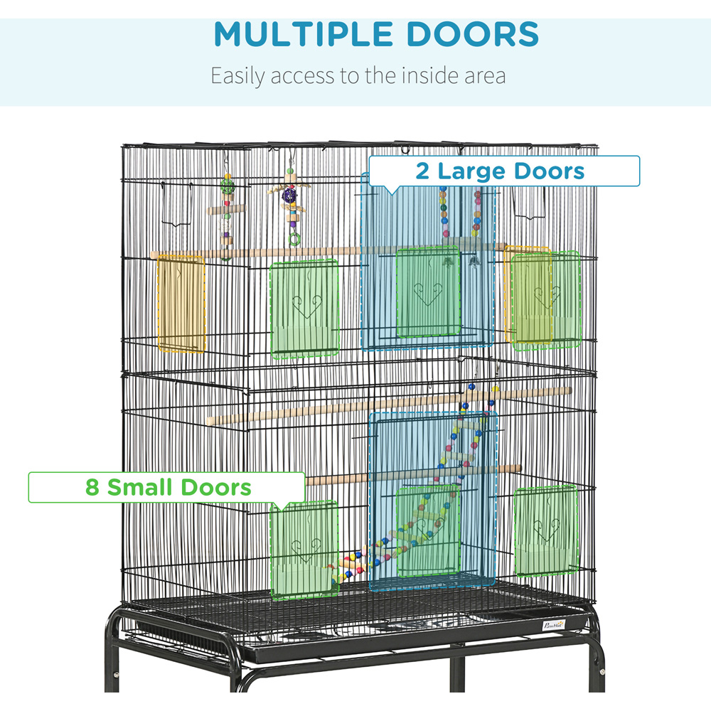 PawHut Black Bird Cage with Stand Image 4