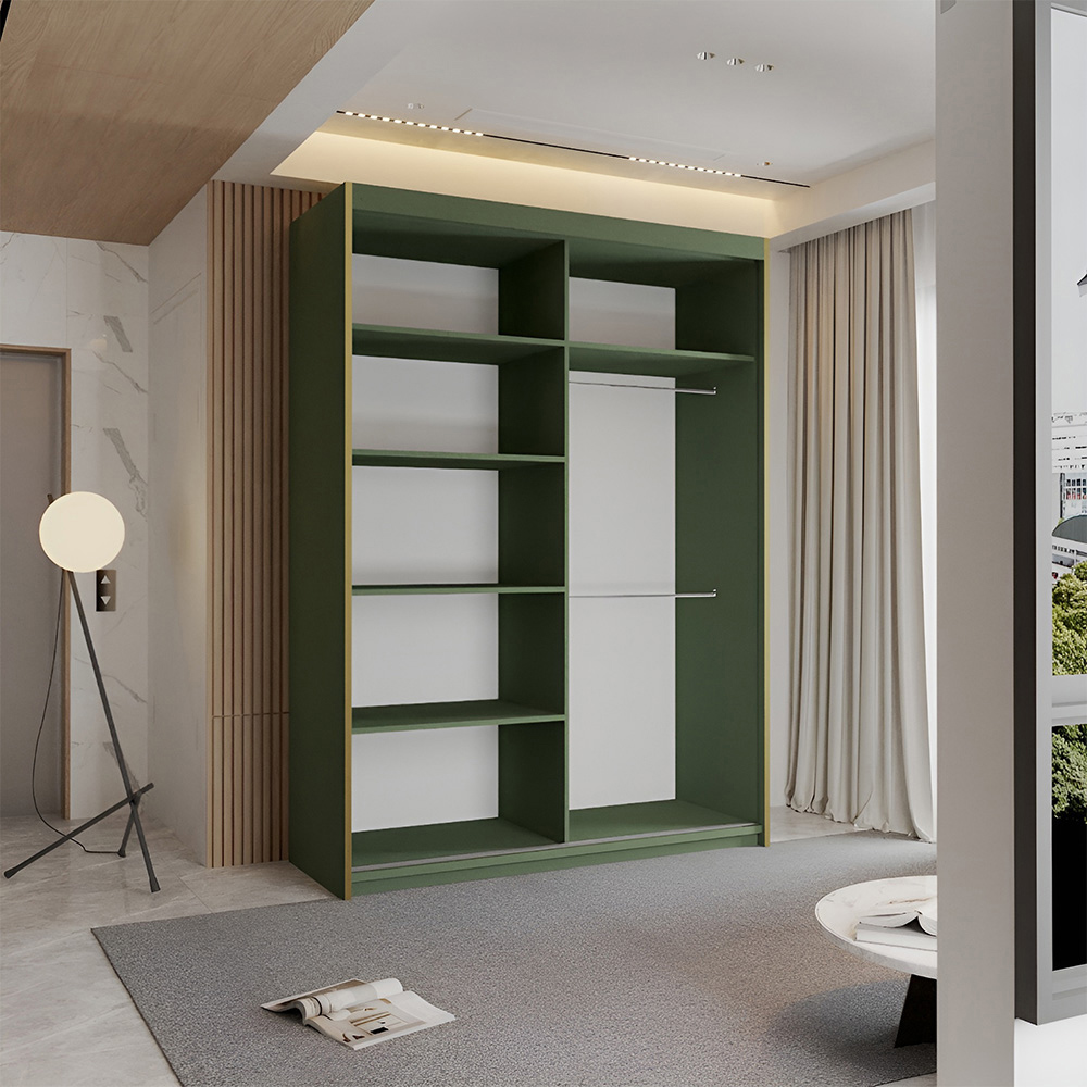 Sliding Wardrobes 4U Pesto 2 Sliding Door Green Modern Wardrobe 150cm Image 3