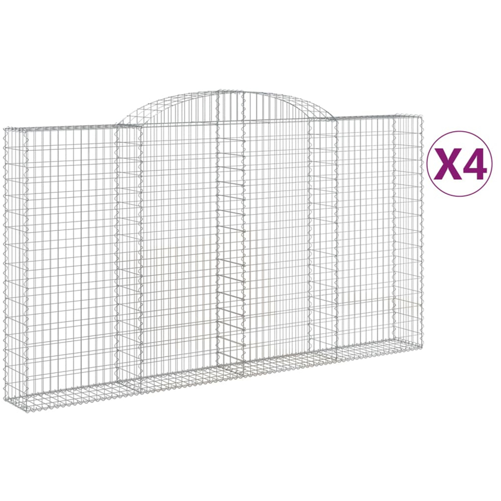 vidaXL Silver Galvanised Iron Arched Gabion Basket 300 x 30 x 160/180cm 4 Pack Image 2
