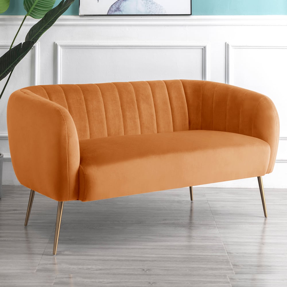 Matilda 2 Seater Orange Velvet Sofa Image 1