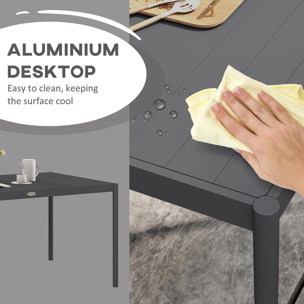 Outsunny 6 Seater Aluminium Outdoor Table Dark Grey Image 5