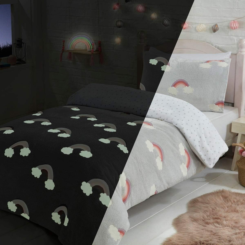 Smart Living Double Fleece Glow in the Dark Rainbow Duvet Set Image 5