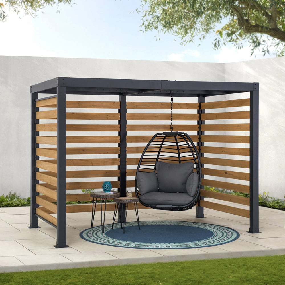 Sunjoy Marao 1.91 x 3.13m Black and Brown Steel Pergola Image 6
