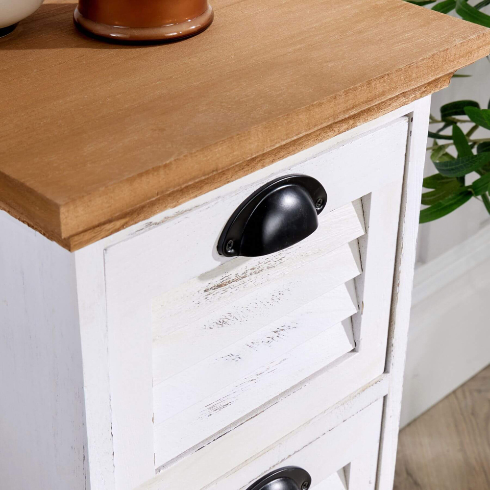 Home Source Ashington 3 Drawer White and Walnut Top Chest of Drawers Image 3