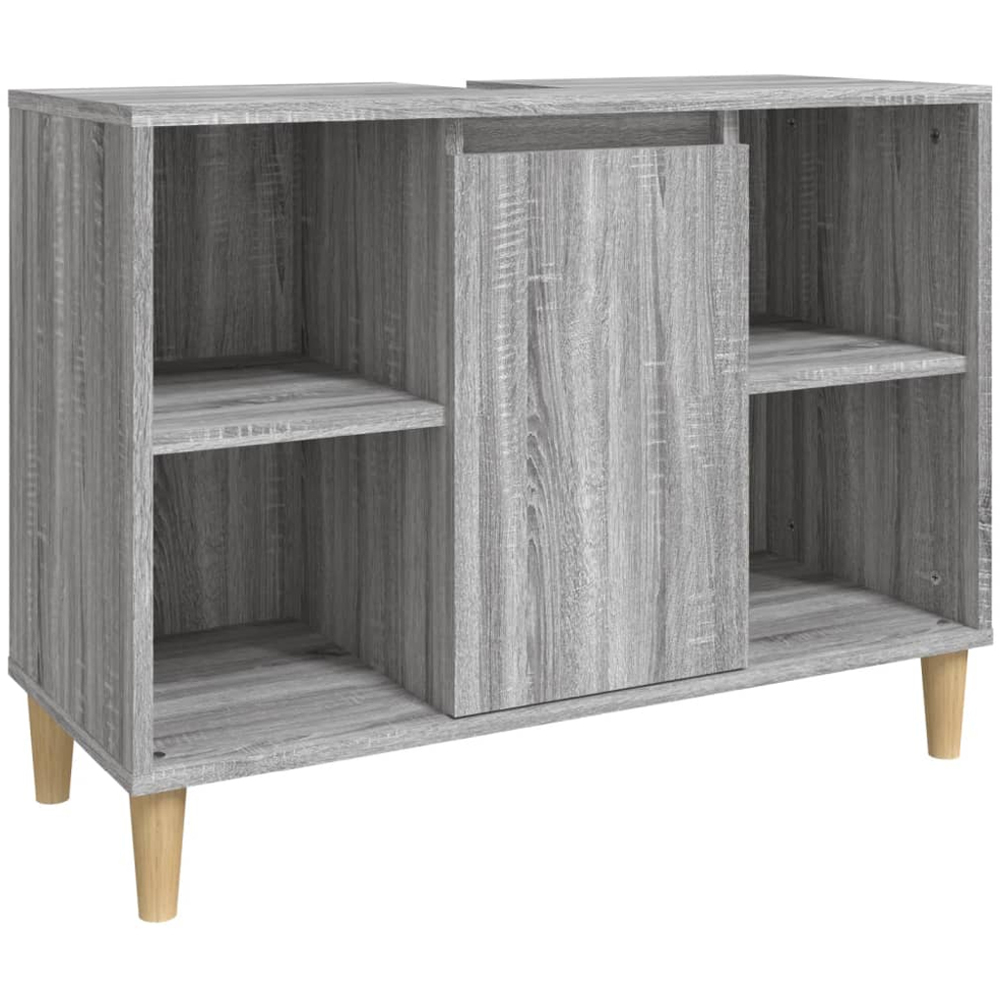 vidaXL Single Door 4 Open Shelf Grey Sonoma Bathroom Sink Cabinet Image 2