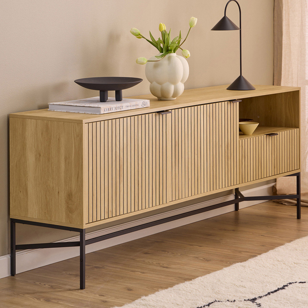 Florence Jaipur 2 Door Single Drawer Single Shelf Oak Sideboard Image 1