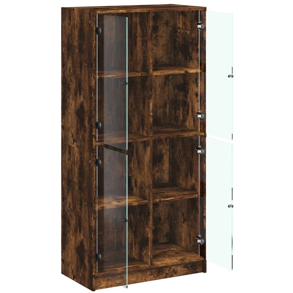 vidaXL 2 Glass Door 8 Shelf Smoked Oak Highboard Image 3