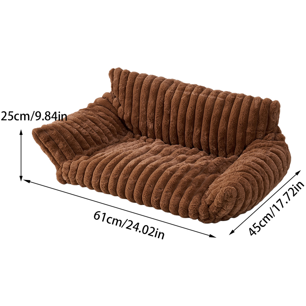 H&O Direct 61cm Dark Brown Super Soft Channel Warm Pet Sofa Bed Image 6