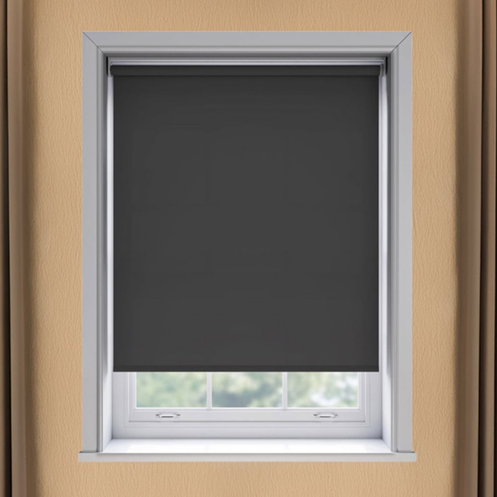 New Edge Blinds Thermal Blackout Roller Blind Black 65cm Image 1