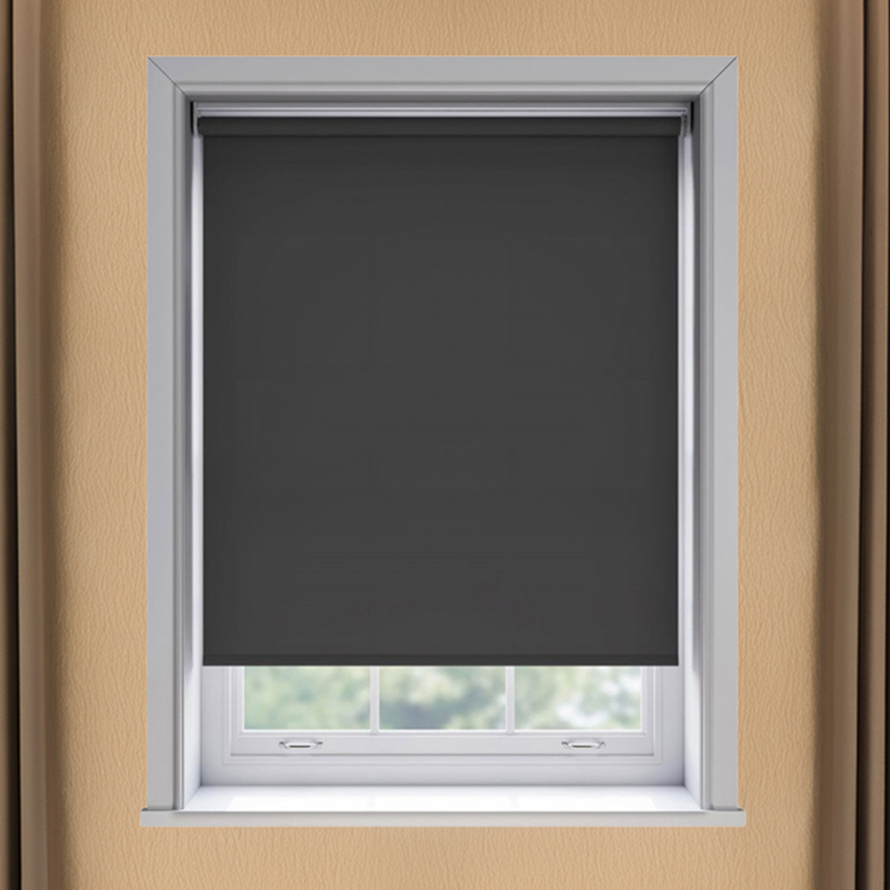 New Edge Blinds Thermal Blackout Roller Blind Black 115cm Image 1