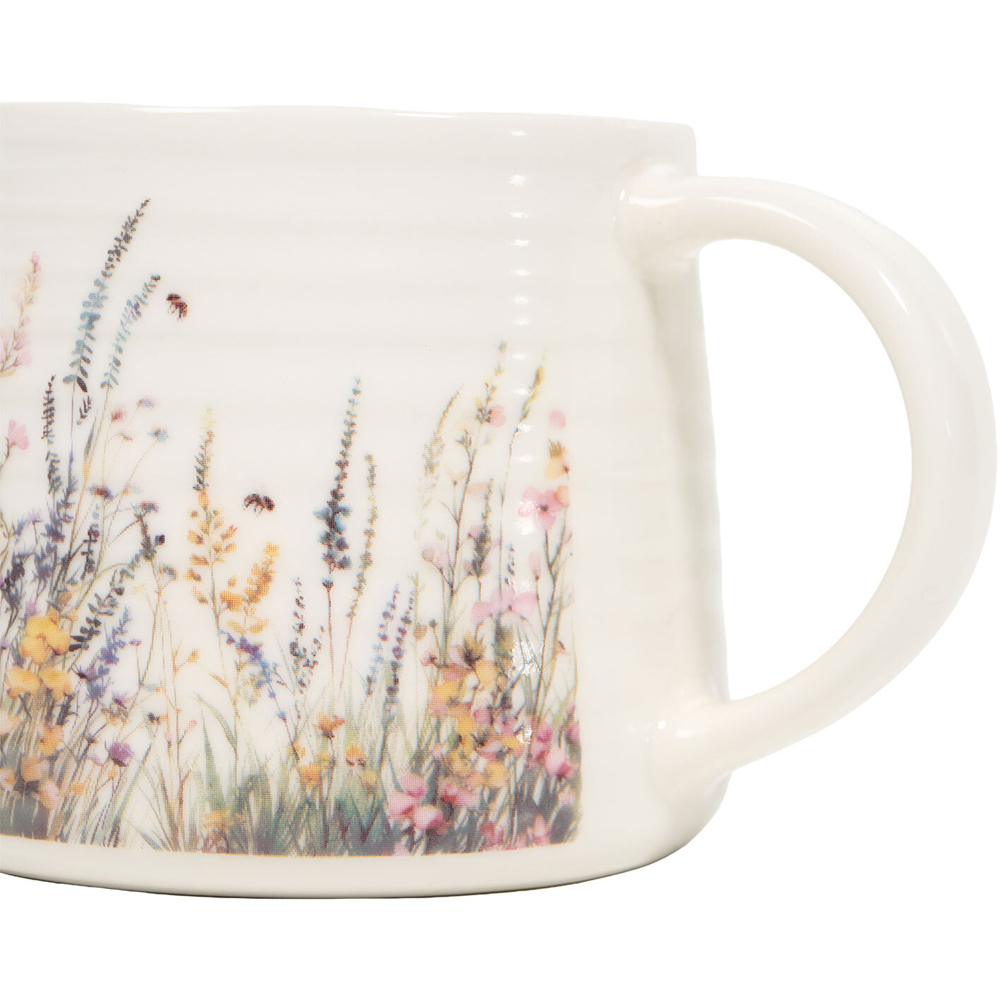 Floral Bees Ribbed Mug Ivory Image 4