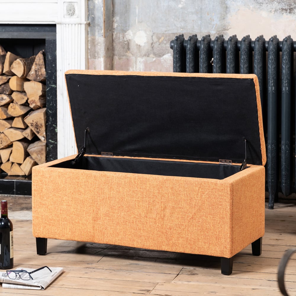 Artemis Home Henbury Orange Fabric Storage Ottoman Image 2