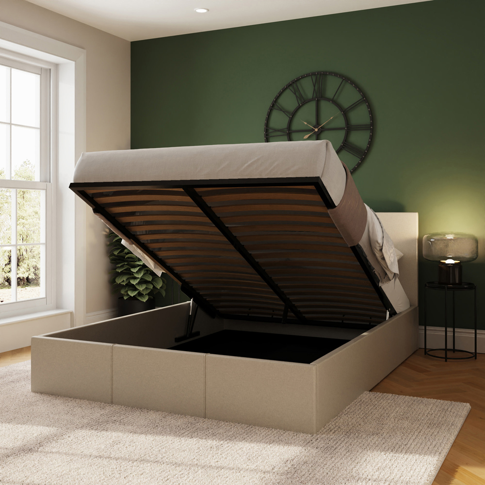 GFW Double Natural Fabric Ottoman Bed Image 8