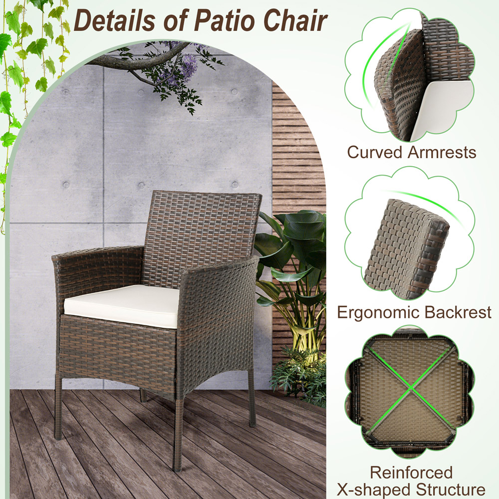 Costway Set of 4 PE Wicker Garden Dining Chair Image 8