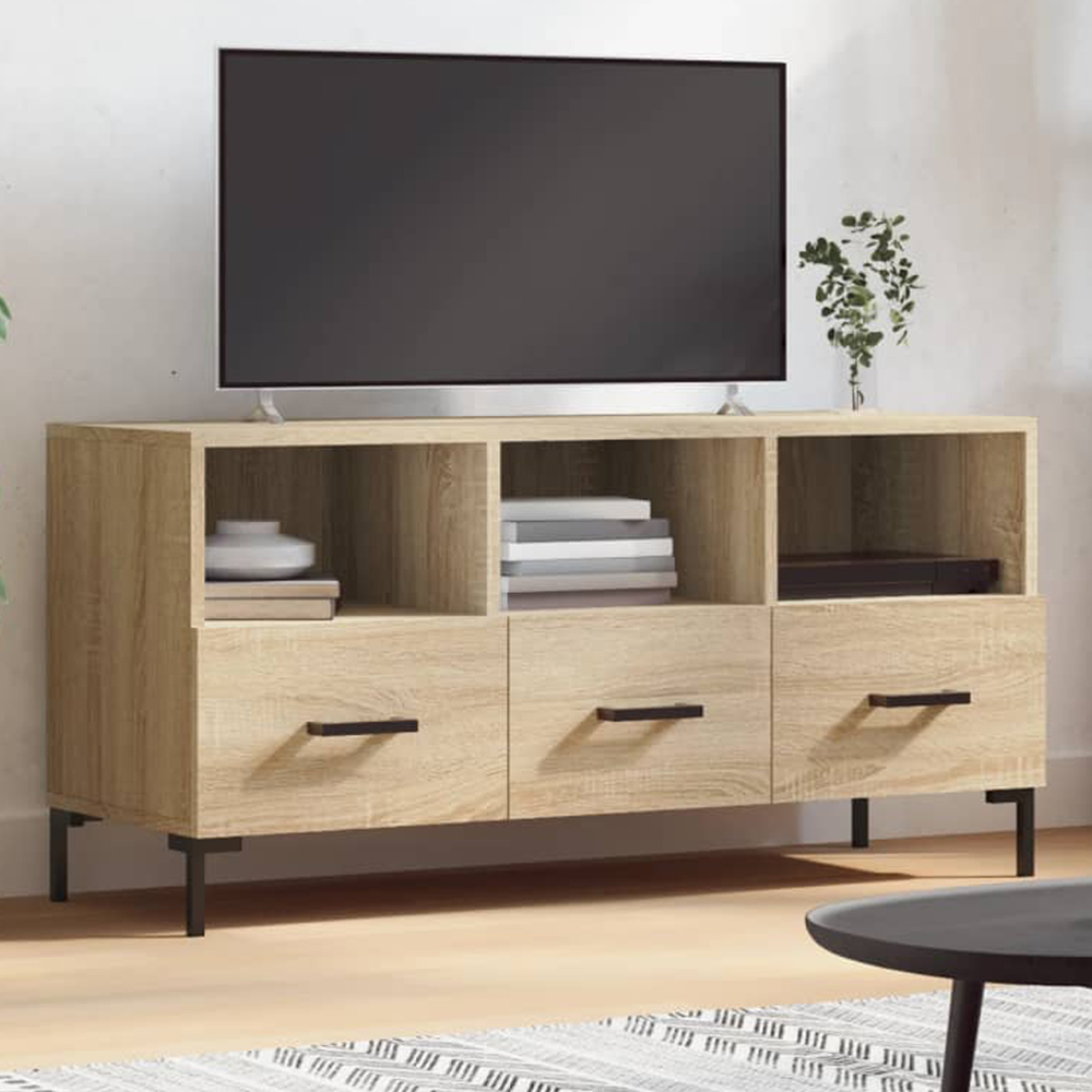vidaXL 3 Drawer 3 Shelf Sonoma Oak TV Cabinet Image 1