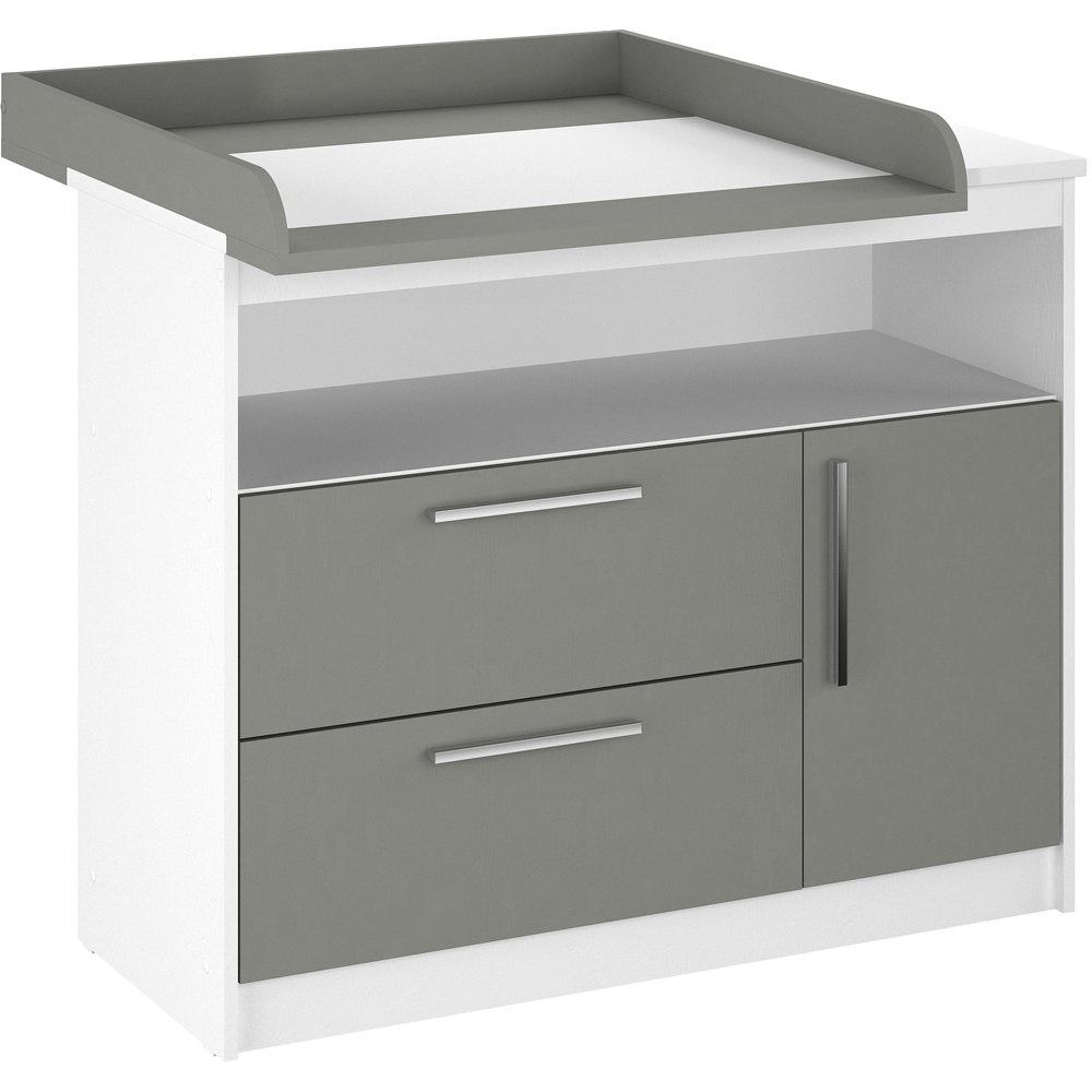 Shefa 1150 Single Door 2 Drawer Single Shelf White and Grey Kids Changing Unit Image 2