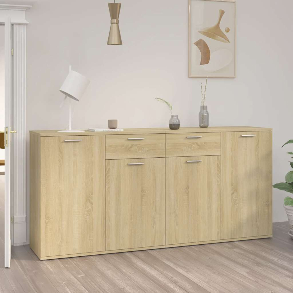 vidaXL 4 Door 2 Drawer Sonoma Oak Sideboard Image 4