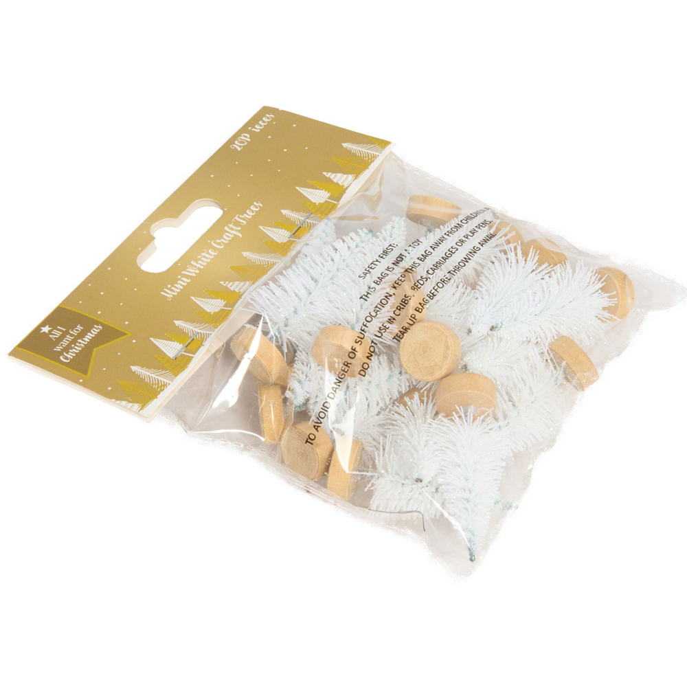 Pack of 20 Mini Craft Christmas Trees White Image 3