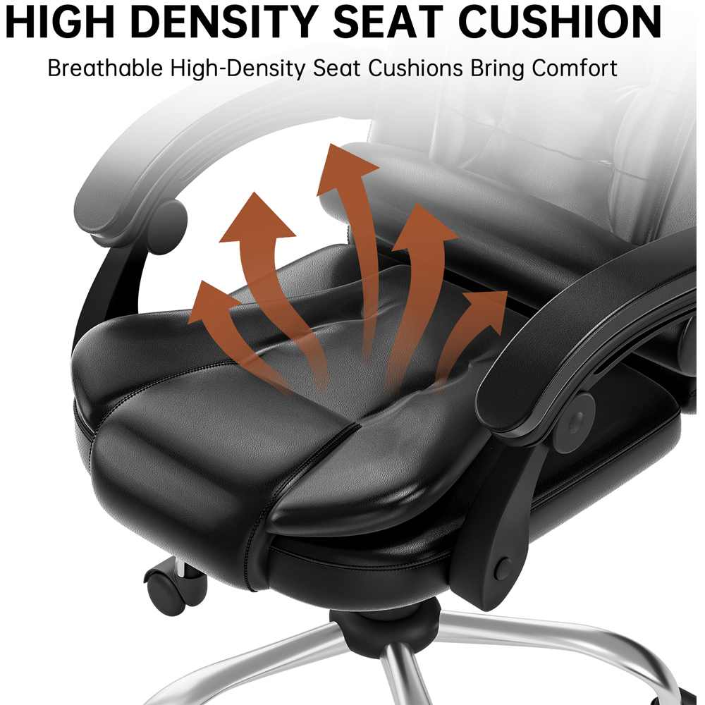 Rattrix Black PU Leather Height Adjustable Office Chair with Large Padded Seat Image 5