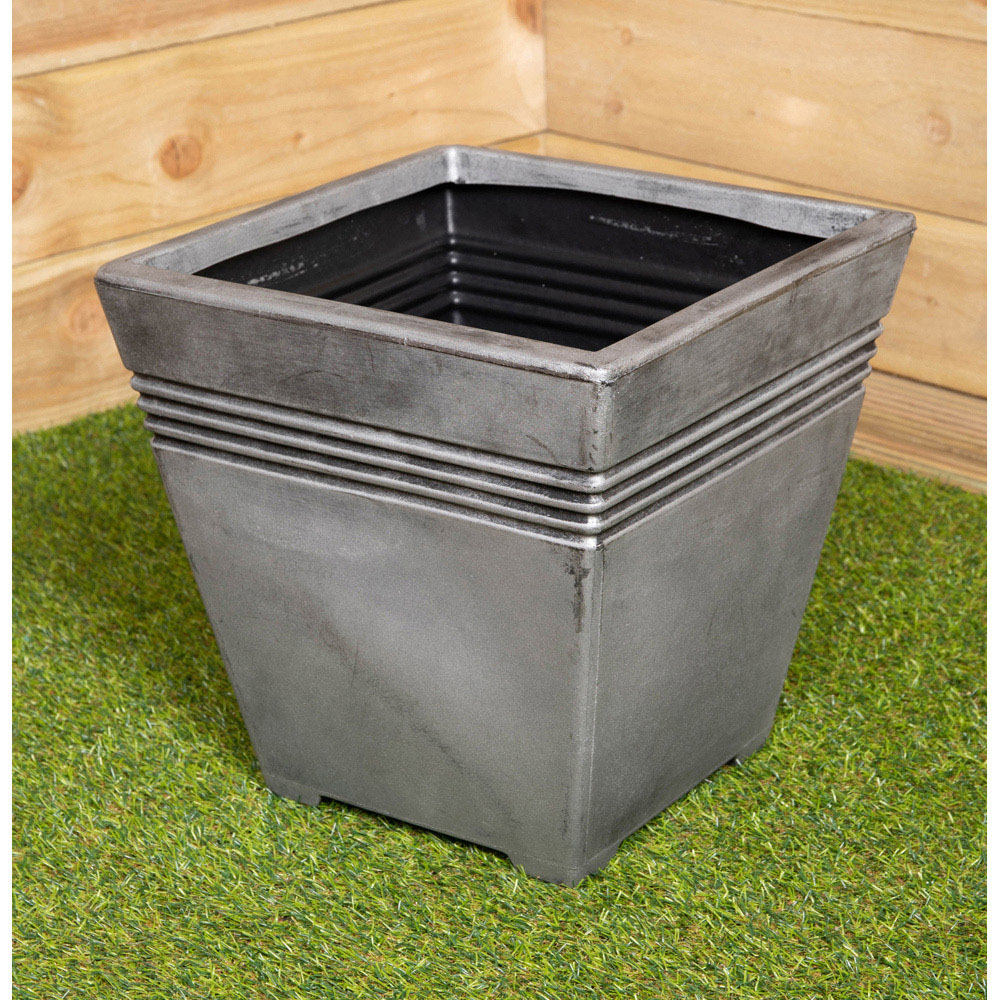 Samuel Alexander Milano Grey Pewter Square Garden Plant Pot 33cm Image 5