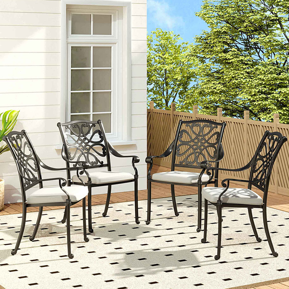 Living and Home Set of 4 Dining Armchairs with Cushions Image 1