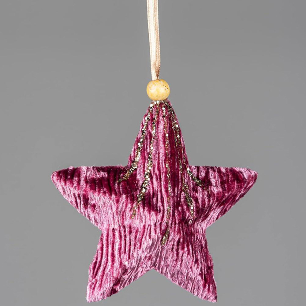 Shatchi Pink Star Hanging Christmas Decoration Image 2