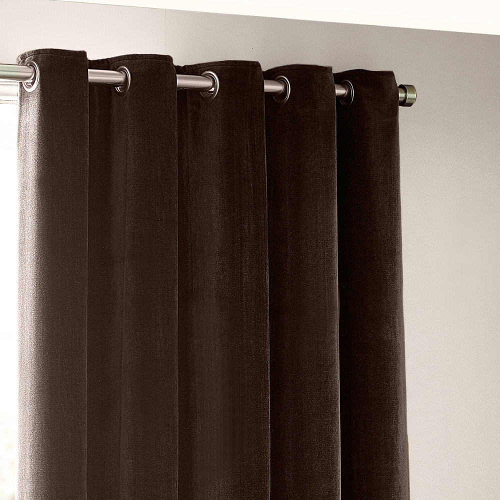 Yard Heavy Brown Chenille Blackout Eyelet Curtains 117 x 137cm Image 3