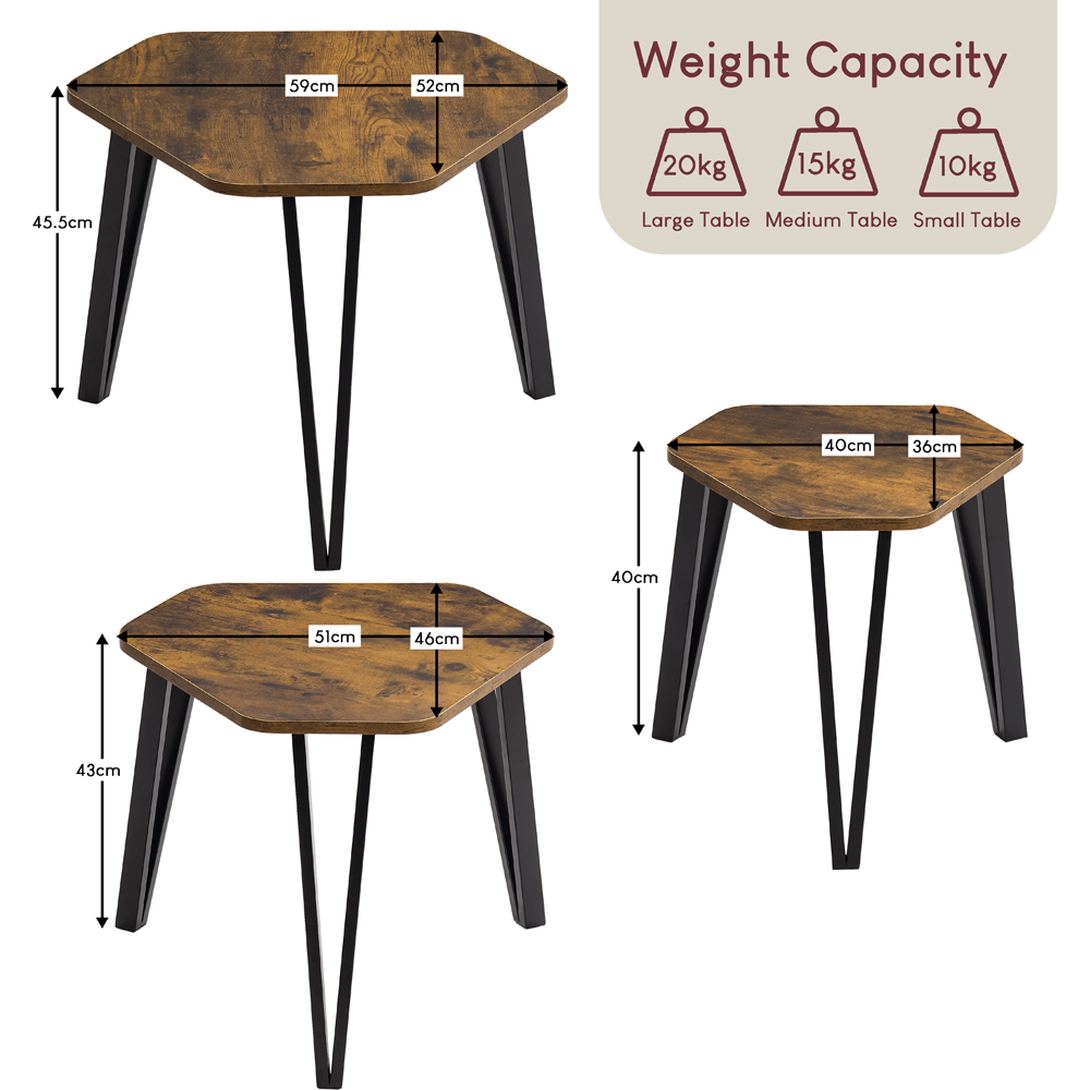 VIDA DESIGNS Brooklyn Dark Wood Nest of Tables Set of 3 Image 7