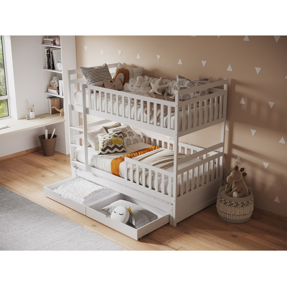 Flair Elvis White 2 Drawer Wooden Bunk Bed with Trundle Image 5