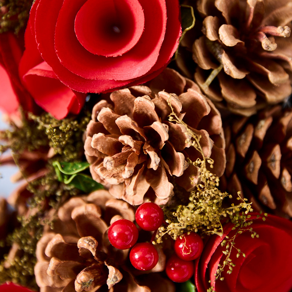 Dibor Winter Christmas Wreath with Red Berries and Roses 36cm Image 5