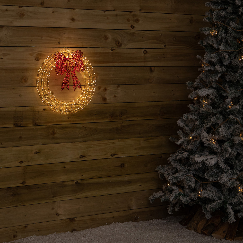 Samuel Alexander 1440 Warm White LED Light-Up Galaxy Christmas Wreath with Bow 50cm Image 9