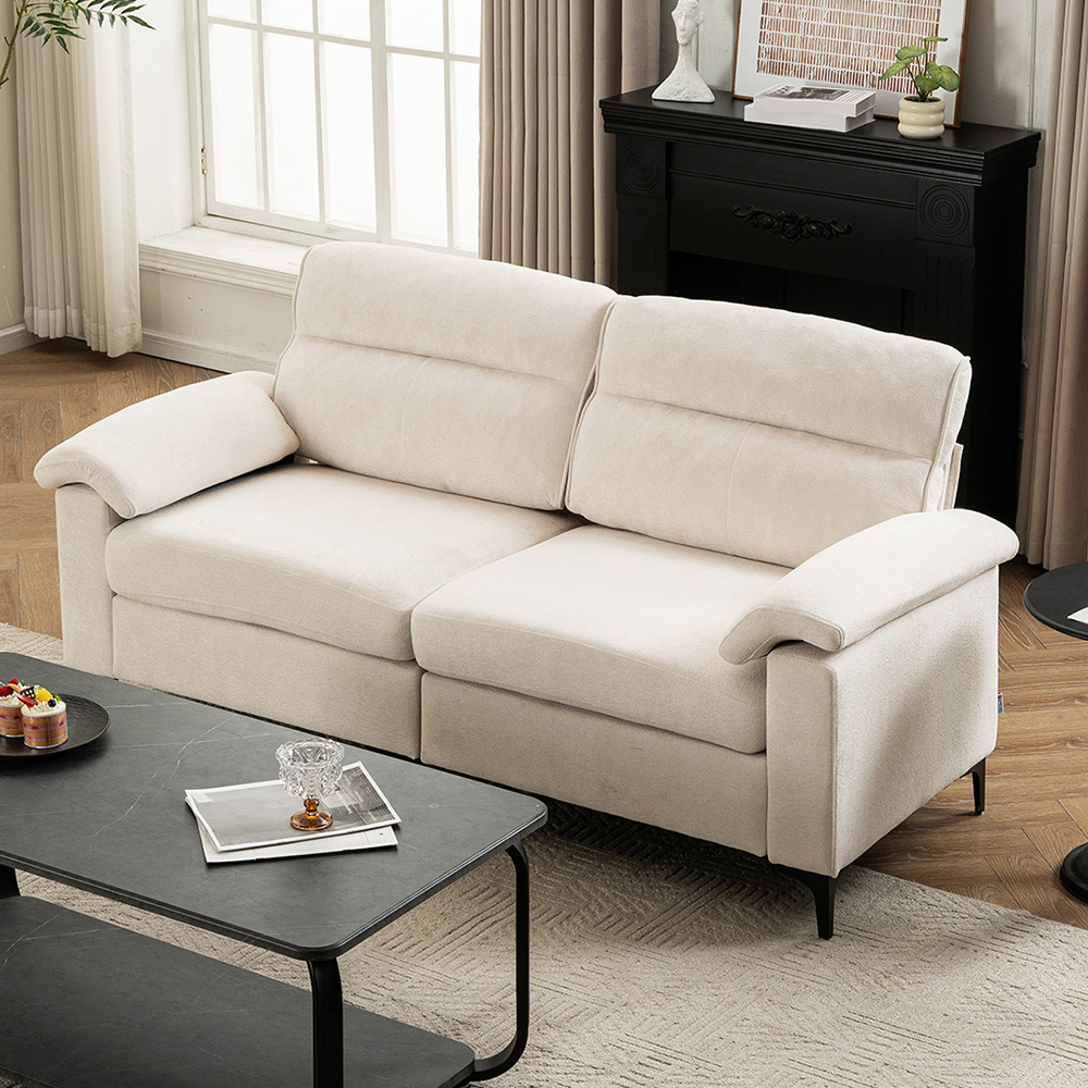 Living and Home 2 Seater White Chenille Sofa Image 7