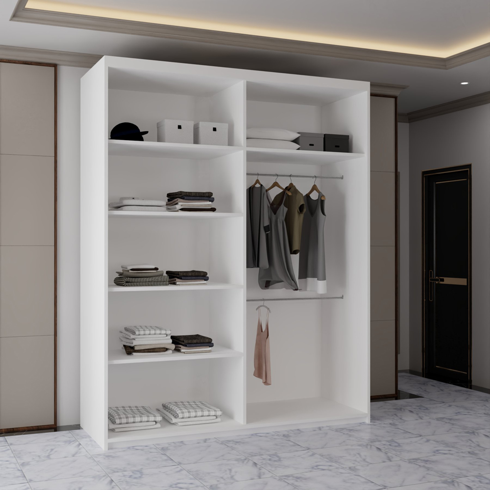 Sliding Wardrobes 4U 2 Sliding Door White Modern Single Side Mirrored Wardrobe Image 4