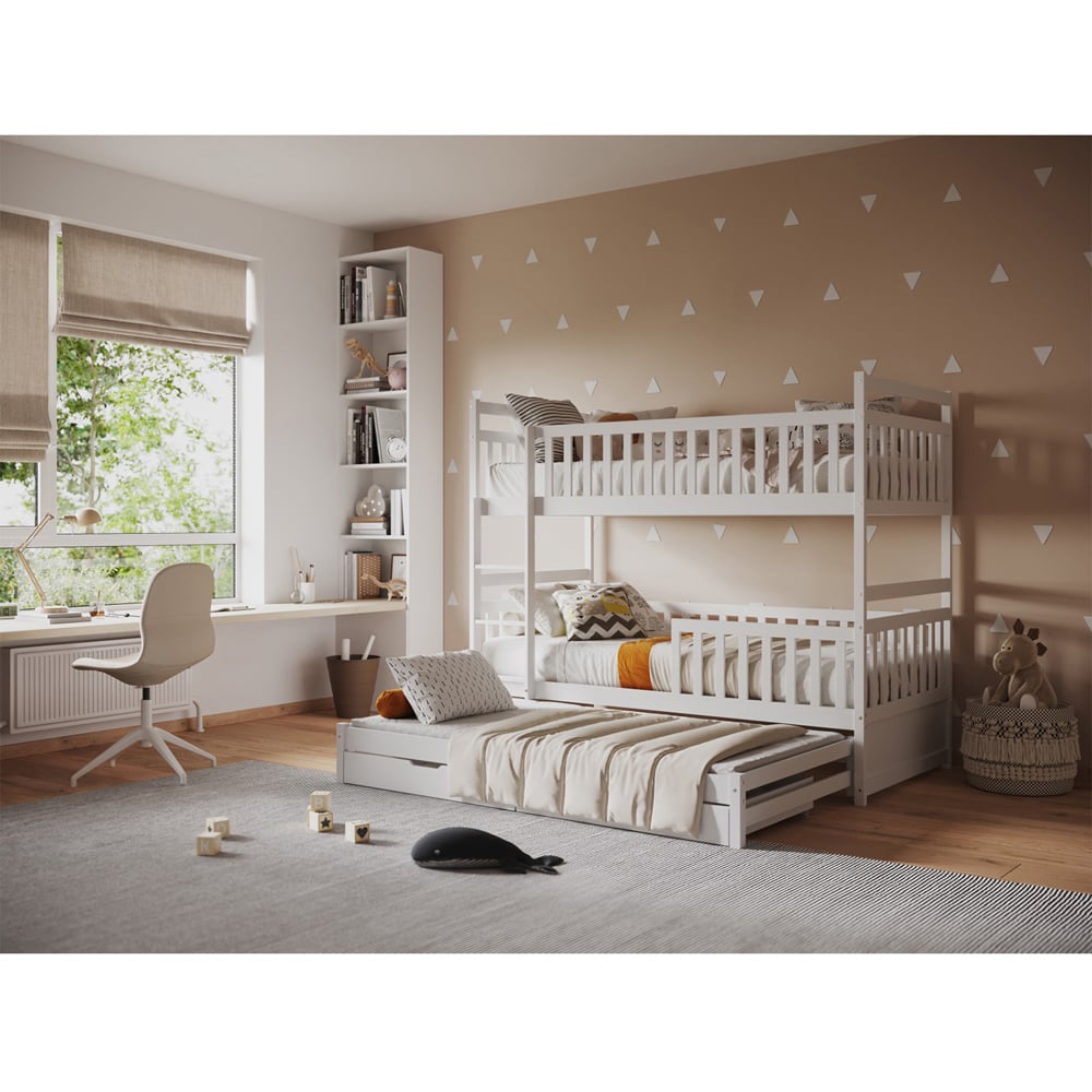 Flair Elvis White 2 Drawer Wooden Bunk Bed with Trundle Image 6