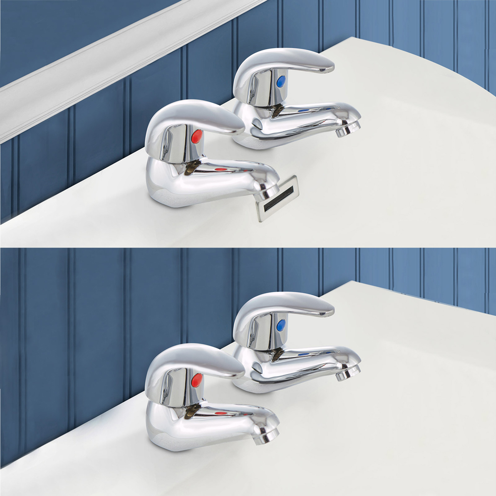 Nes Home Luma Chrome Traditional Hot and Cold Basin and Bath Filler Taps Image 2